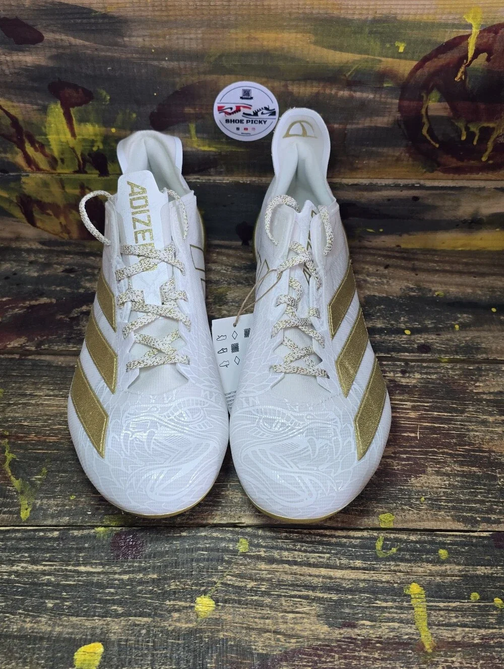 adidas Adizero Electric JH6254 Football Cleats White Gold 3M Reflective sz 11